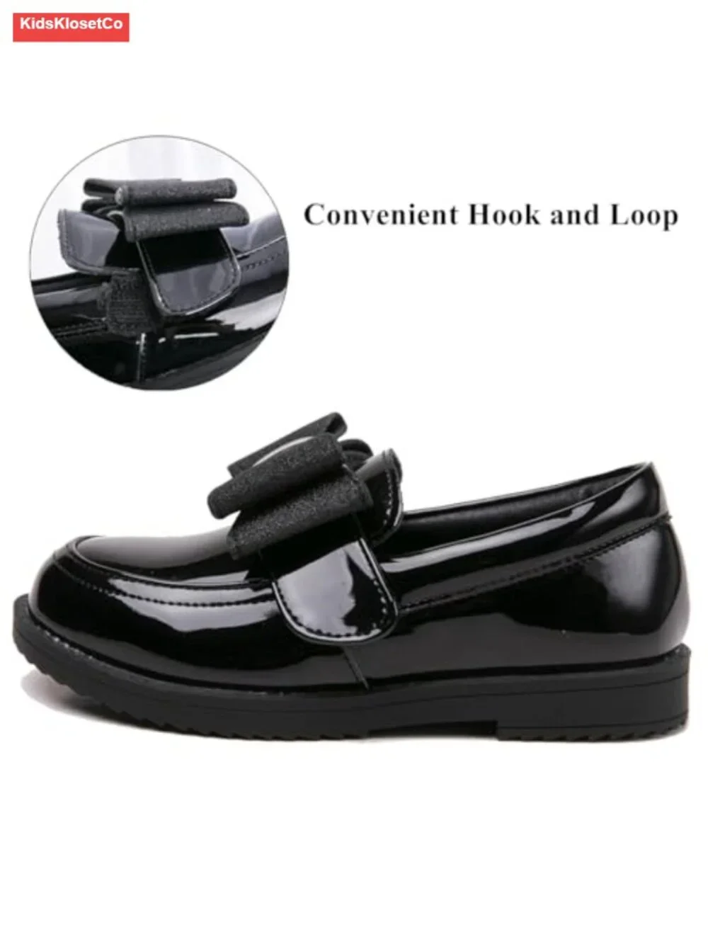 Girls Patent Leather Bowknot Loafers Slip-On Dress Shoes